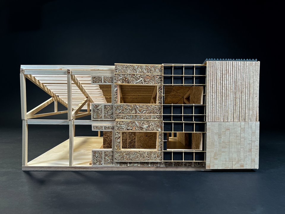 Modellfoto von Schichten der Studienarbeit Lagerhaus im Normétal