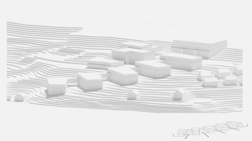 Modellbild der Master Arbeit "Schulcampus Hedelfingen"