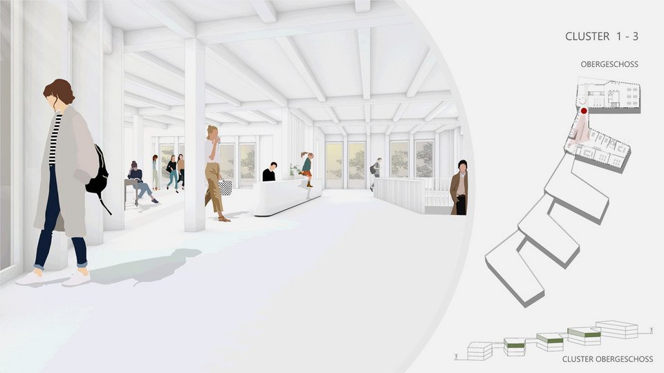 Detailansicht und Wandaufbau der Master-Thesis "Schulcampus Hedelfingen"