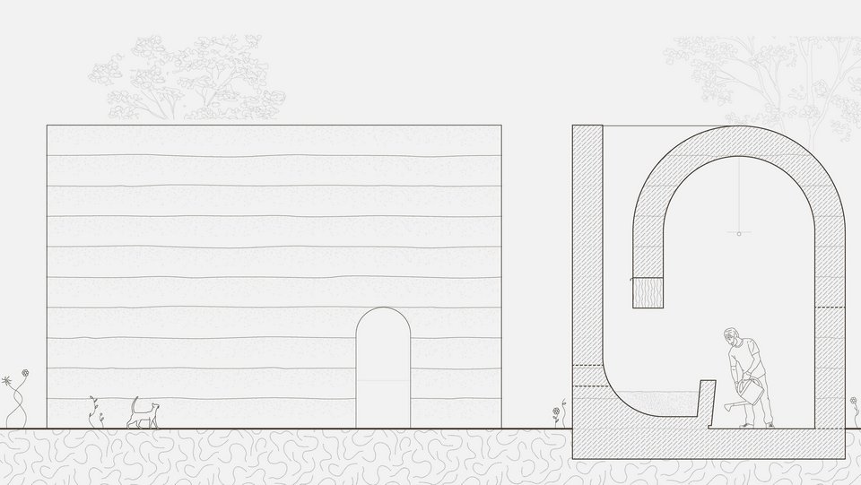 Ansicht & Grundriss der Studienarbeit "Ein Hause zum Blumengießen"