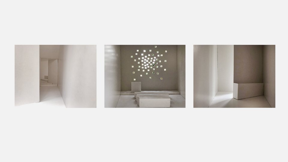 Detailfotos des Modells der Studienarbeit "Waldkapelle"