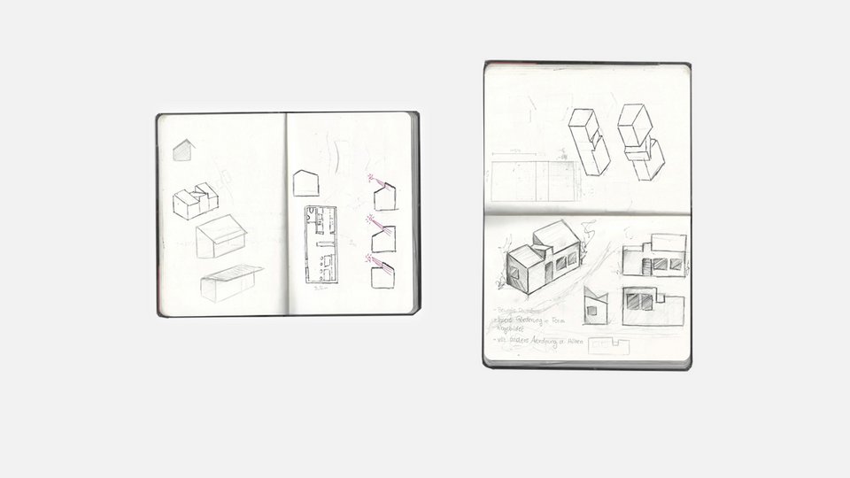 Skizzenbuchseietn der Studienarbeit "Besenwirtschaft am Märzenbuckel"