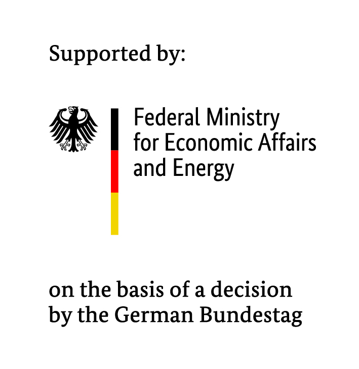 Logo: Supported by: Federal Ministry for Economic Affairs and Energy (BMWE) on the basis of a decision by the German Bundestag