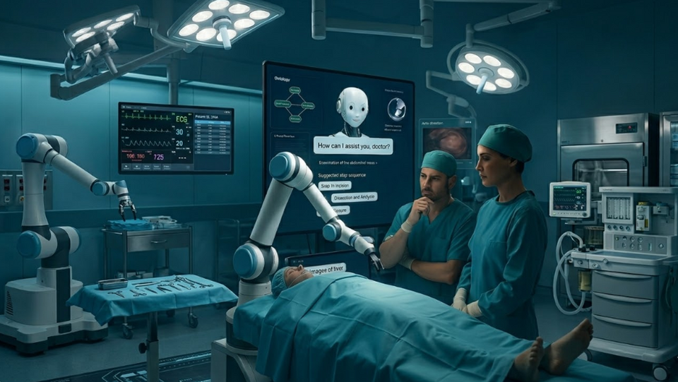 AI-generated image that visualizes the Vision OntoSPM-LLM – AI-assisted surgery