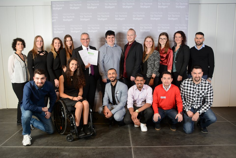 Stipendiaten der Gips-Schüle-Stiftung mit ihrem Förderer